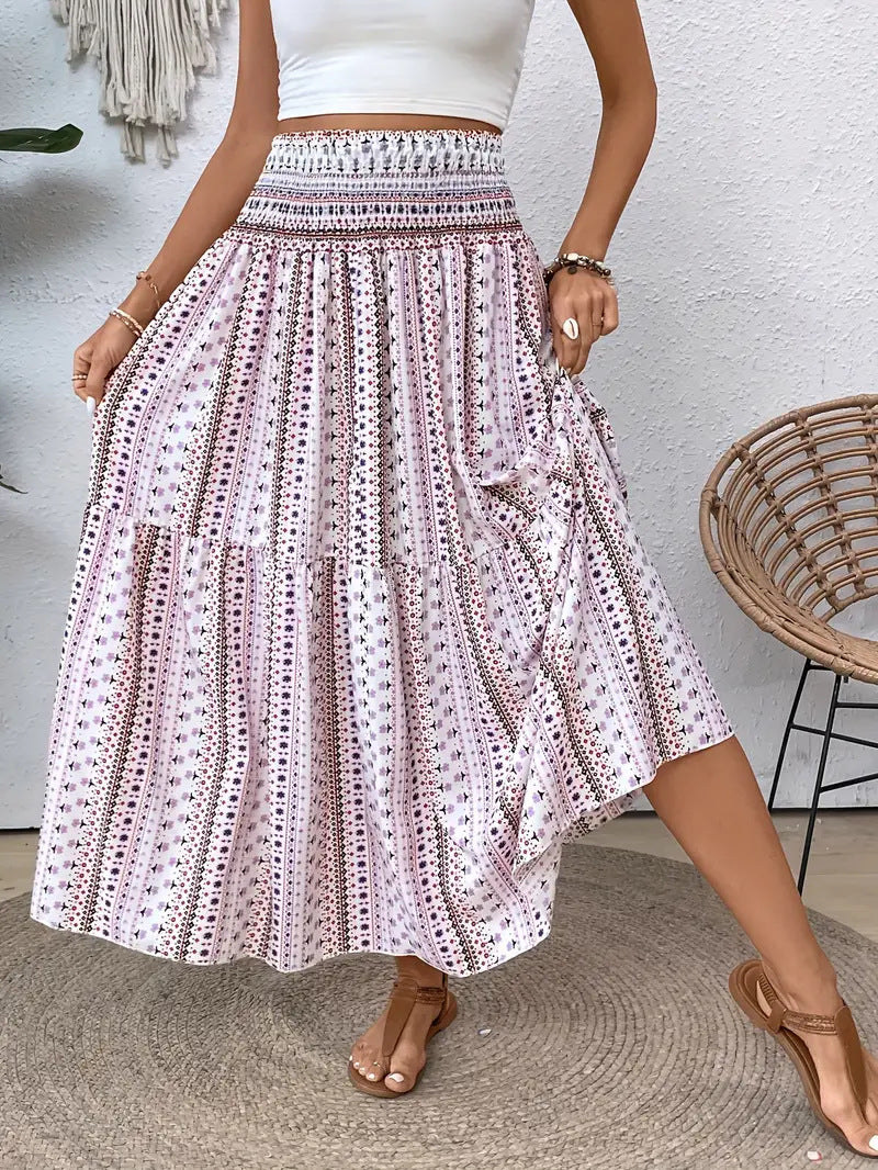 Women's Beach Print Casual Summer Skirt