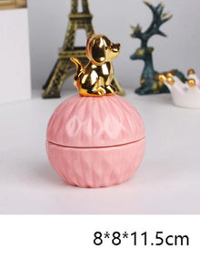 Pink Ceramic Dustproof Jewelry Storage Box