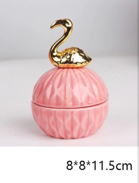 Pink Ceramic Dustproof Jewelry Storage Box