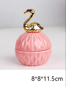Pink Ceramic Dustproof Jewelry Storage Box