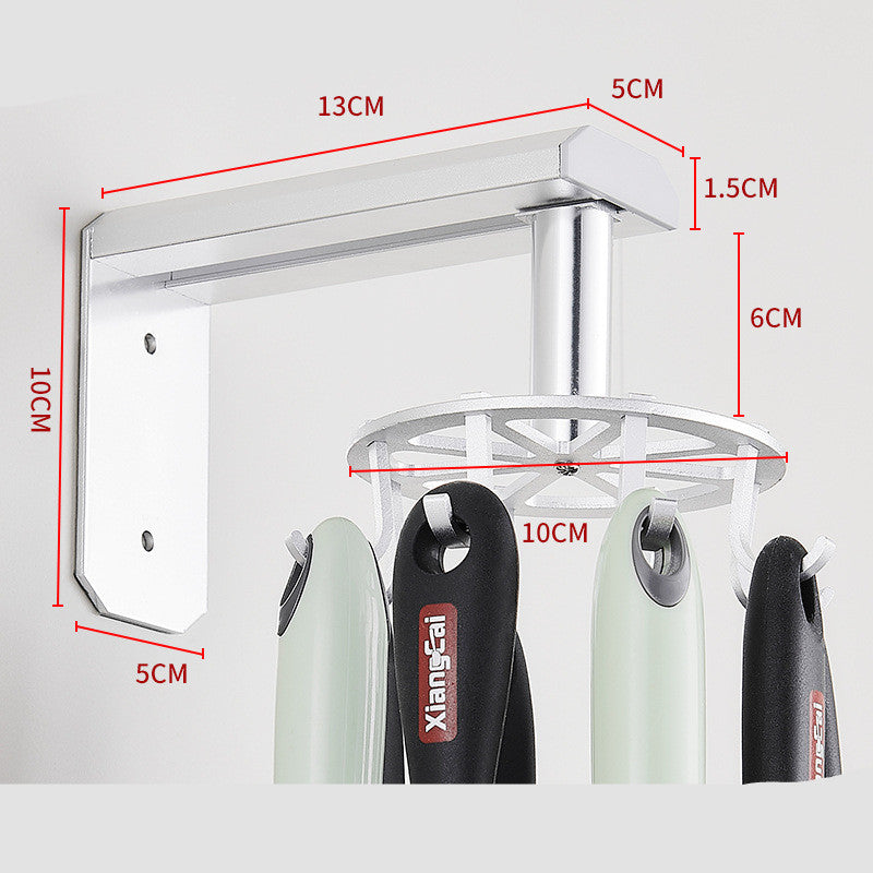 360-Degree Rotating Aluminum Kitchen Utensil Hook Rack