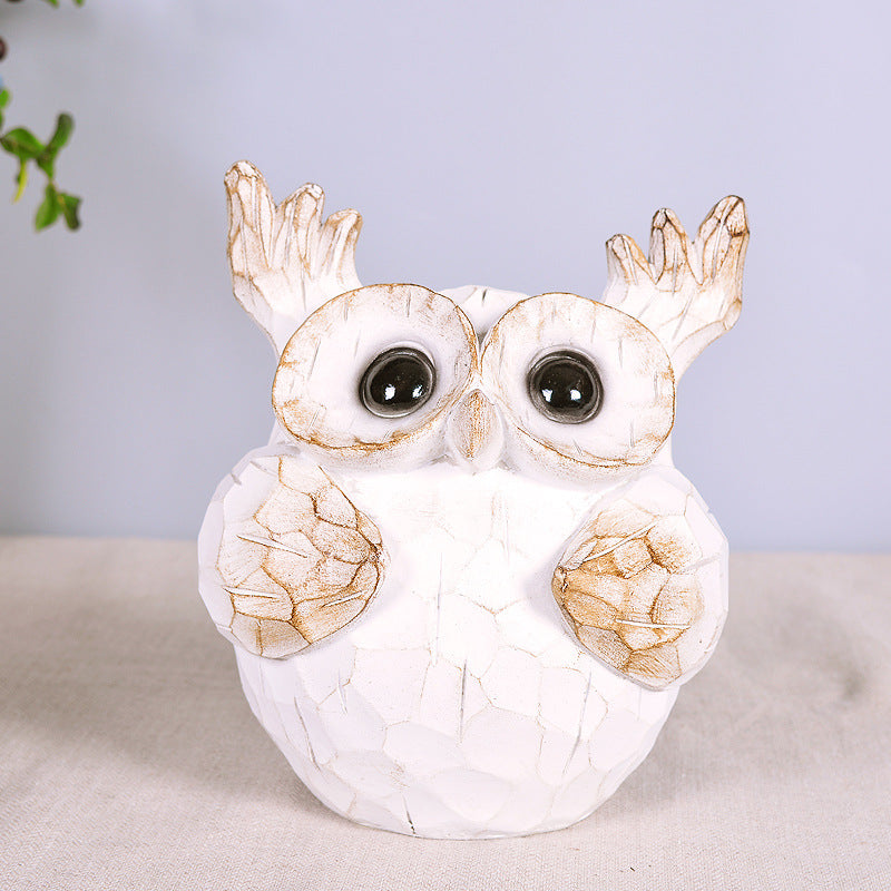 Wise Owl Resin Figurine Auspicious Home Decor