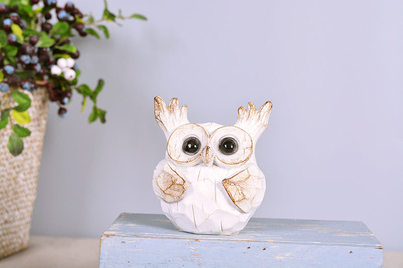 Wise Owl Resin Figurine Auspicious Home Decor