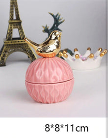 Pink Ceramic Dustproof Jewelry Storage Box