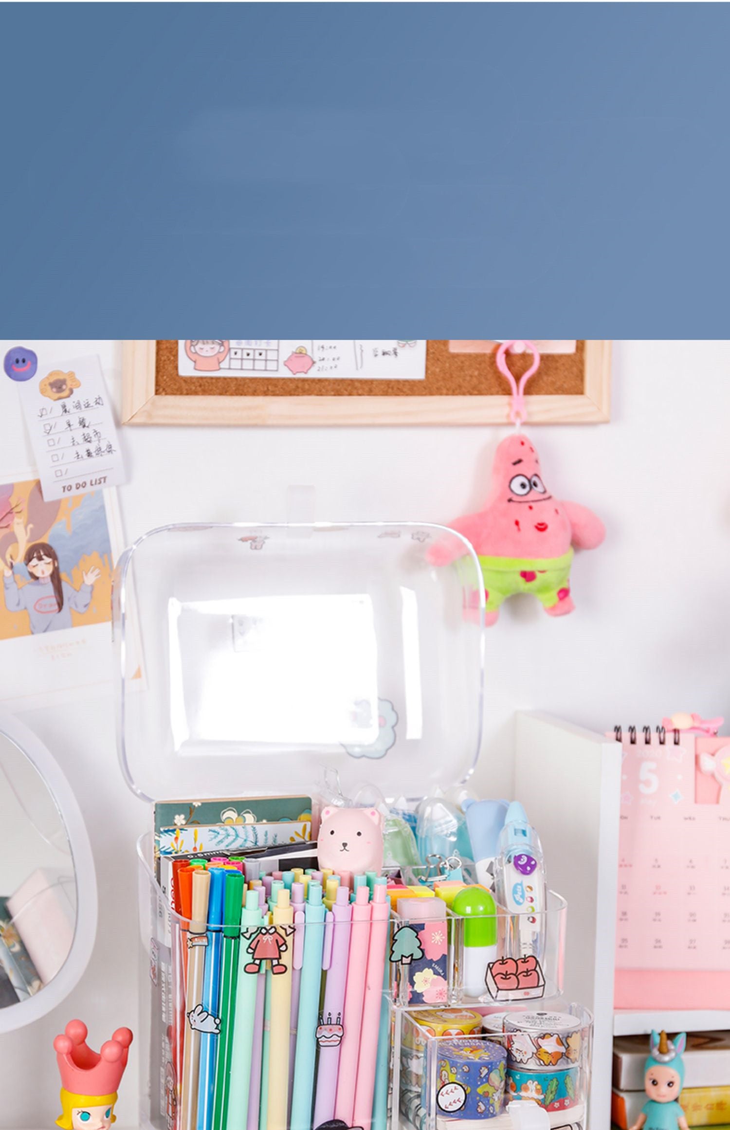 Large Capacity Transparent Desktop Pen Holder