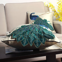 Peacock Embroidered Decorative Throw Pillowcase