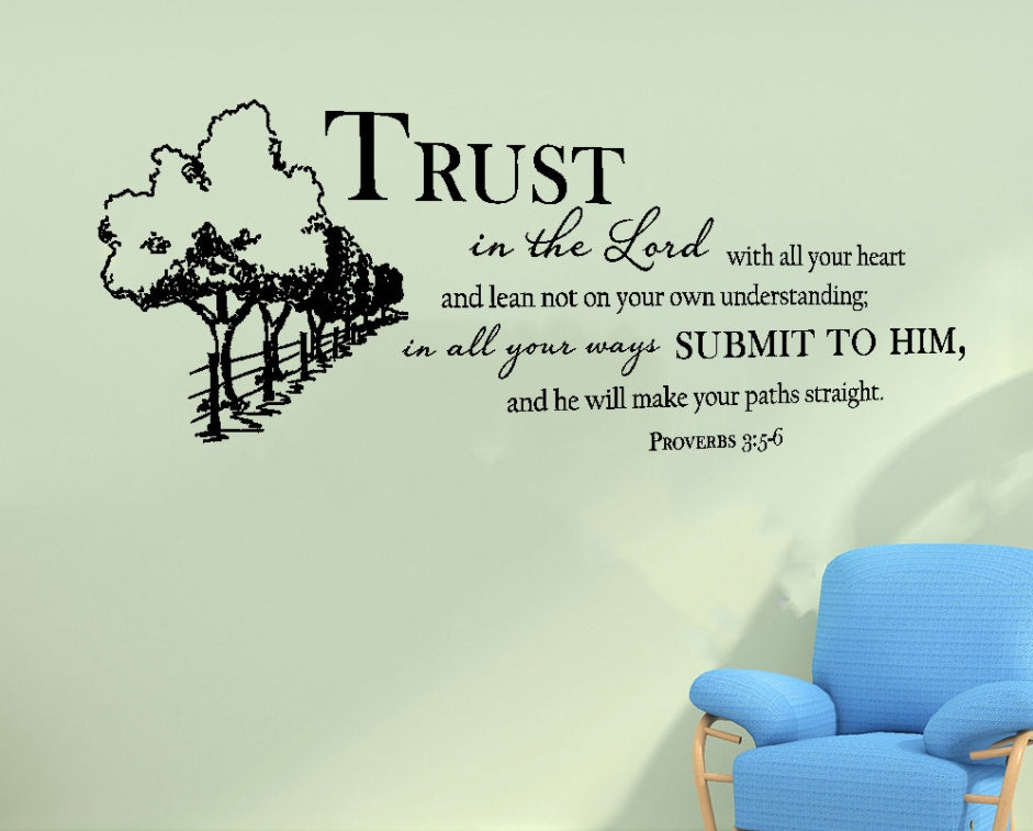 Trust in the Lord Floral Vinyl Living Room Wall Decal