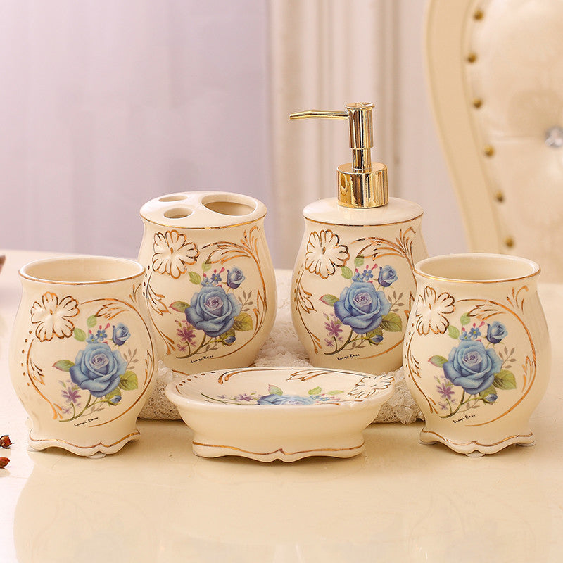 European-Style 5-Piece Ceramic Bathroom Accessory Set
