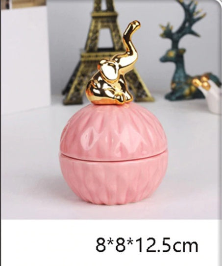 Pink Ceramic Dustproof Jewelry Storage Box