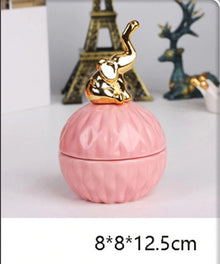 Pink Ceramic Dustproof Jewelry Storage Box