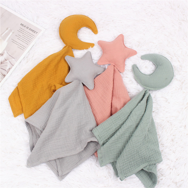 Star and Moon Muslin Cotton Baby Comfort Blanket