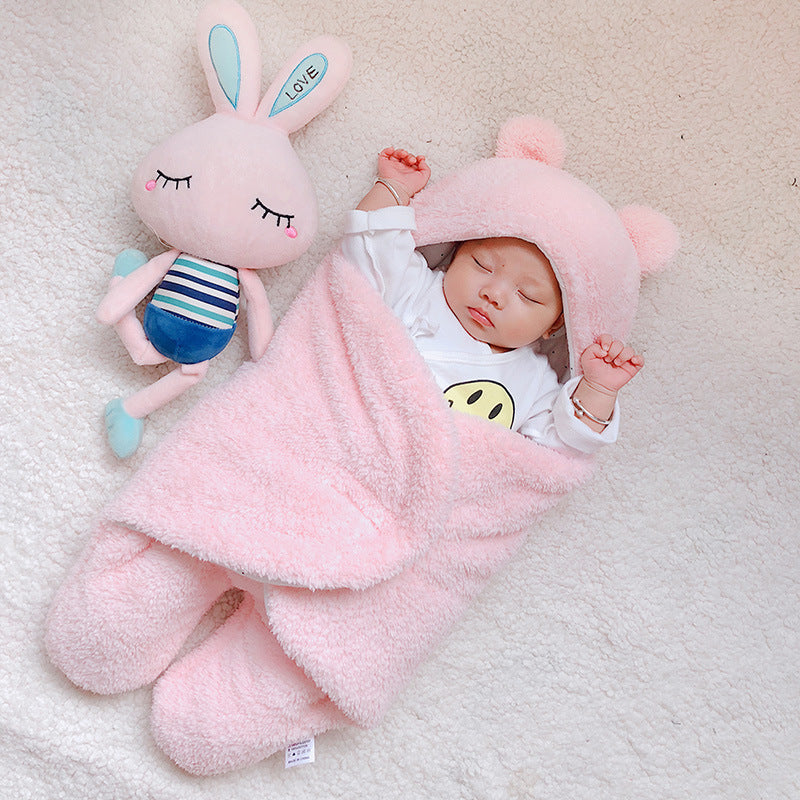 Thickened Plush Baby Sleeping Bag with Split Leg Design