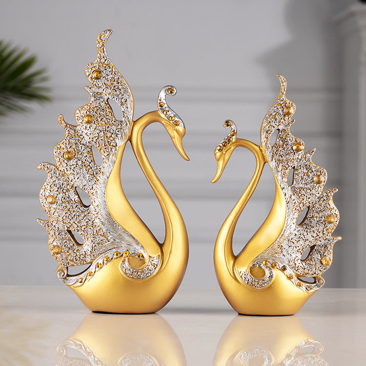 Elegant Couple Swan Decorative Figurine