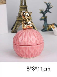 Pink Ceramic Dustproof Jewelry Storage Box