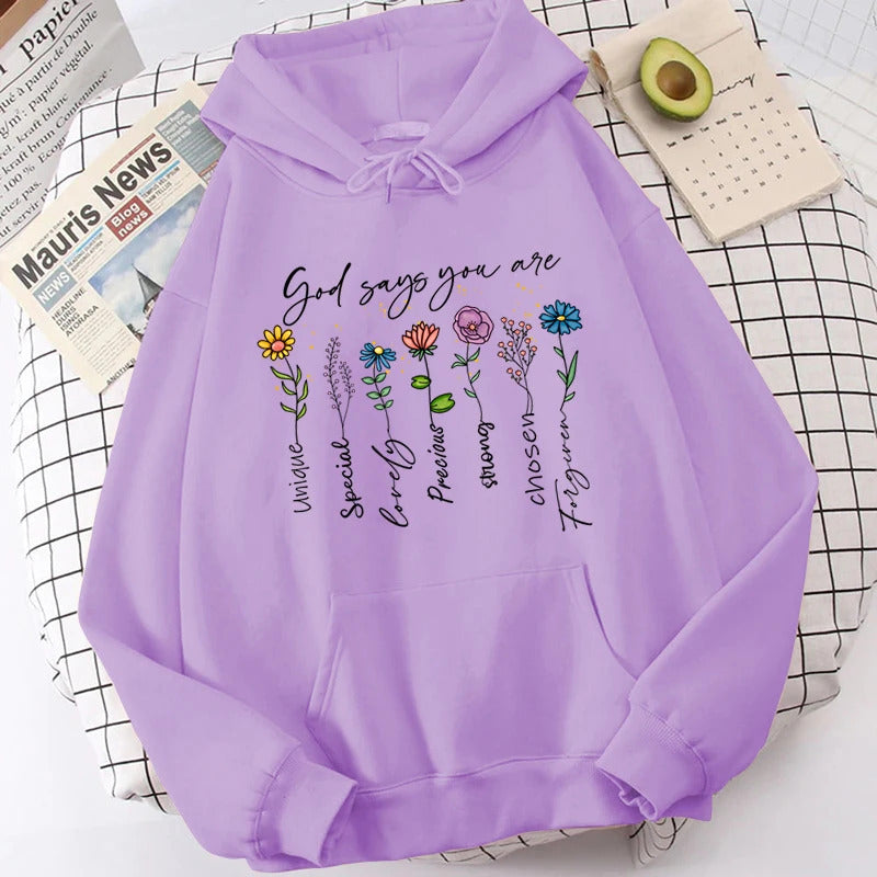 God Says You Are Unique Floral Graphic Faith Tee