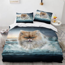 Cute Cat Print Duvet Cover Bedding Set for Ladies
