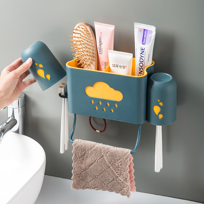 Plastic Bathroom Toothbrush and Cup Holder Rack