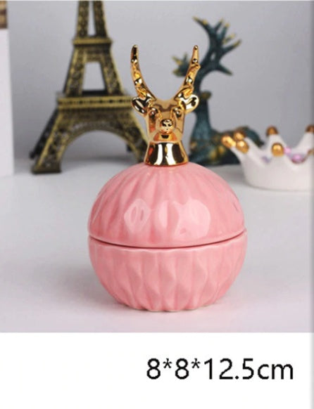 Pink Ceramic Dustproof Jewelry Storage Box