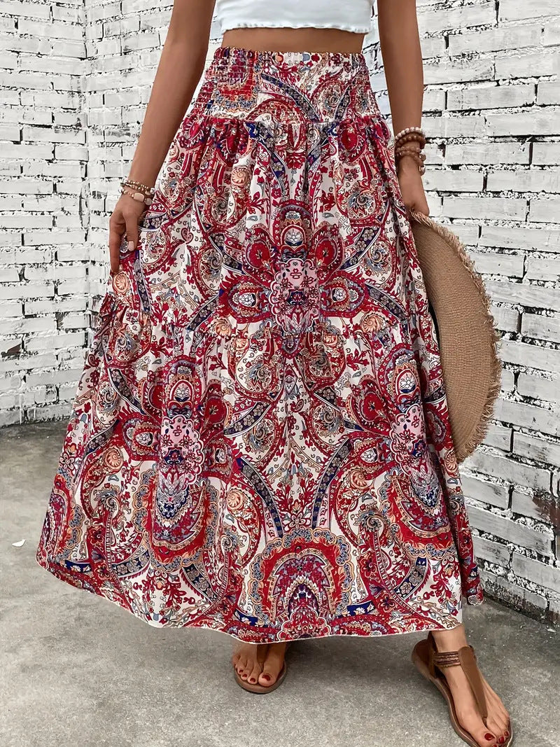 Women's Beach Print Casual Summer Skirt