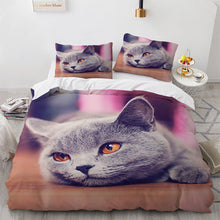 Cute Cat Print Duvet Cover Bedding Set for Ladies