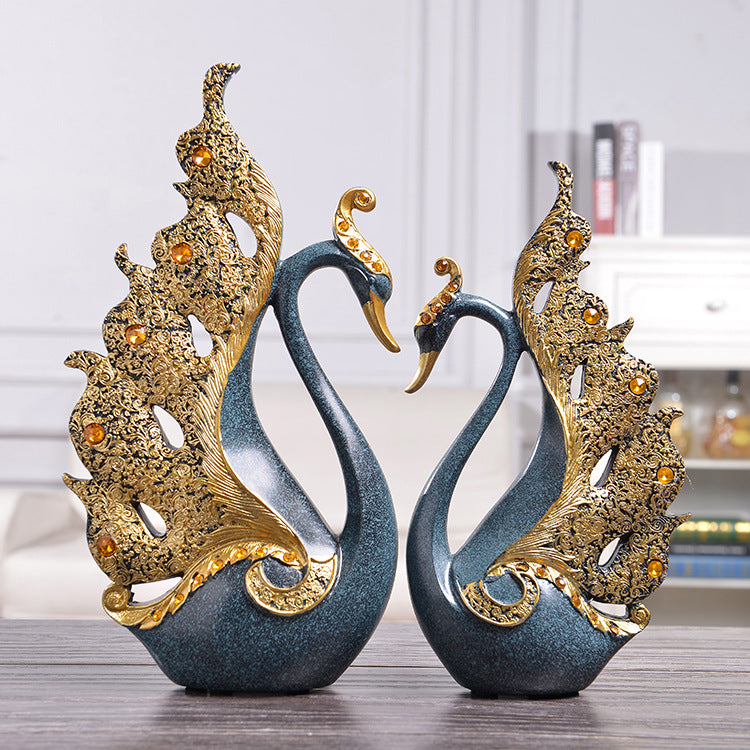 Elegant Couple Swan Decorative Figurine