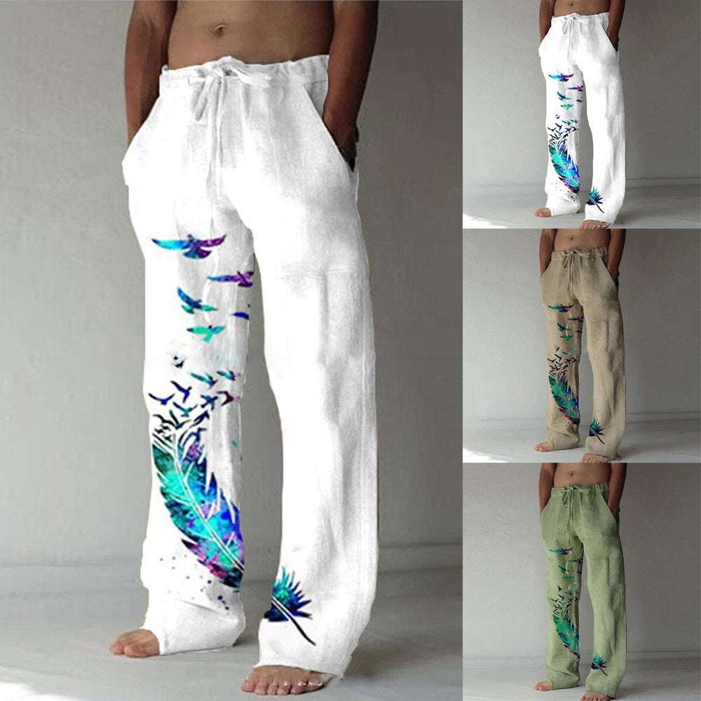 Mid-Waist Printed Casual Pants for Women