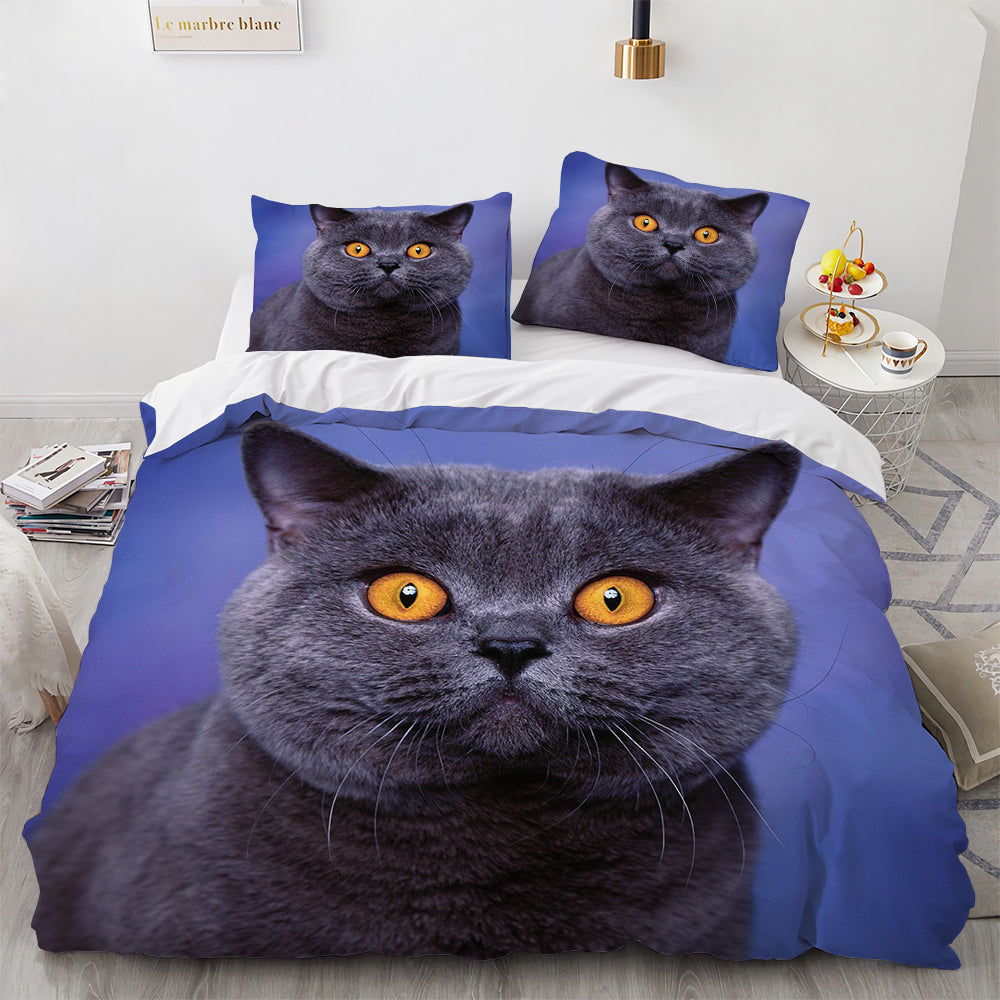 Cute Cat Print Duvet Cover Bedding Set for Girls