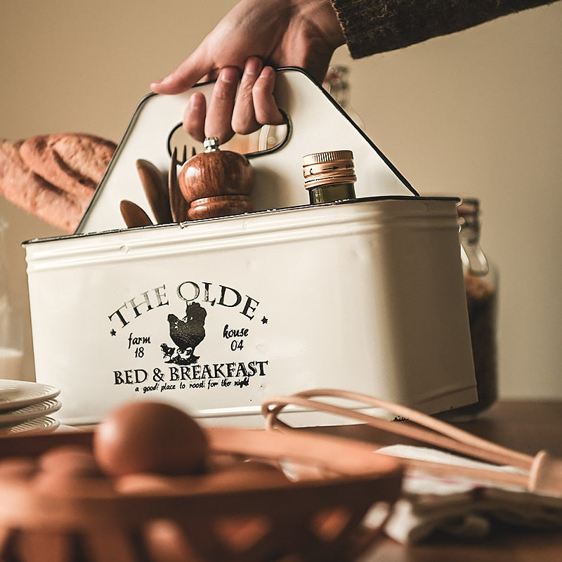 Distressed Iron Tabletop Storage Organizer Box