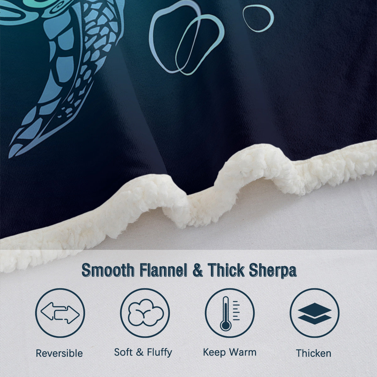 Ocean-Themed Sea Turtle Sherpa Fleece Throw Blanket