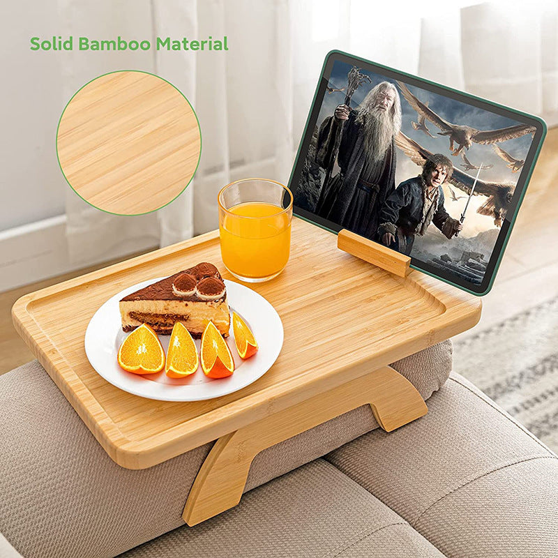 Portable Folding Bamboo Sofa Arm Tray Table