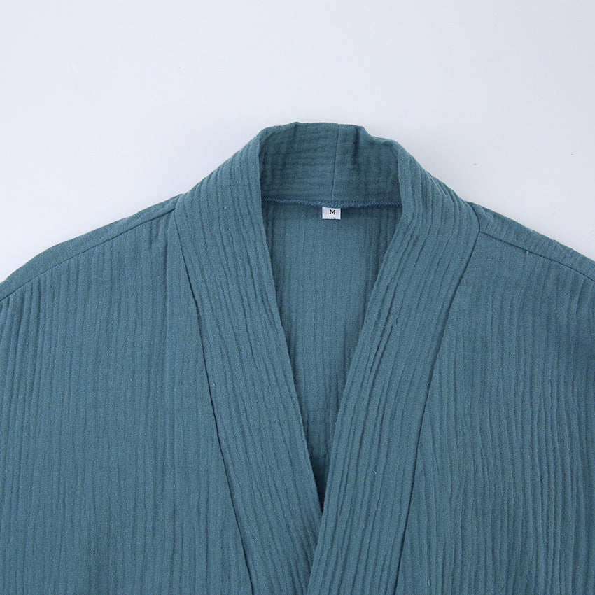 Cotton Crepe Tie-Front Robe Cardigan Loungewear