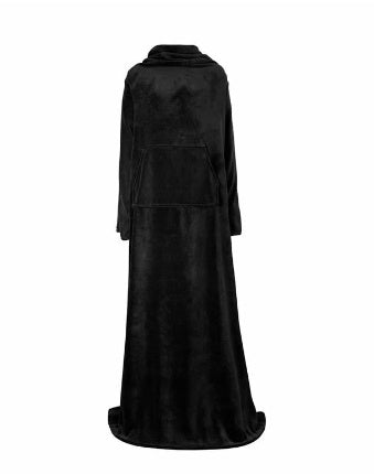 Wearable Coral Fleece Blanket with Sleeves and Pockets