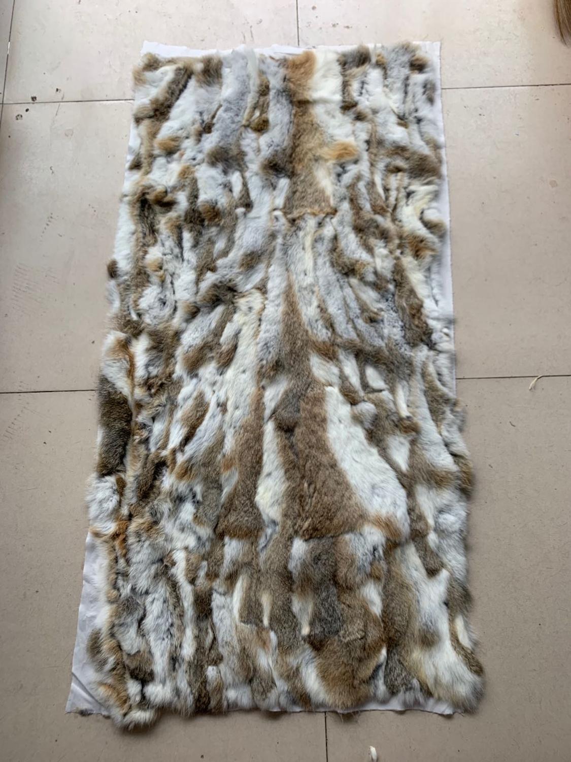 Luxurious Rabbit Fur Patchwork Throw Blanket