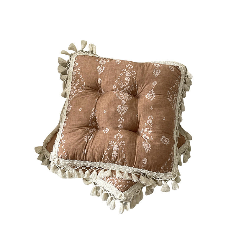 Breathable Bamboo-Cotton Tassel Seat Cushion