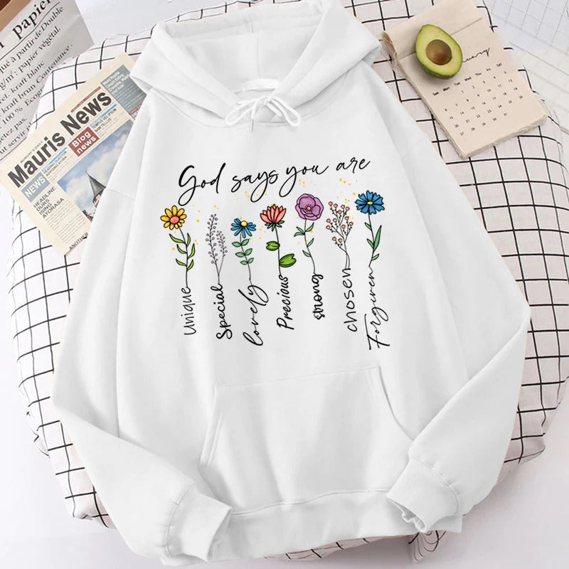 God Says You Are Unique Floral Graphic Faith Tee
