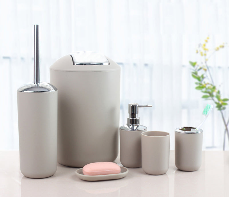 6-Piece Plastic Bathroom Accessory Set