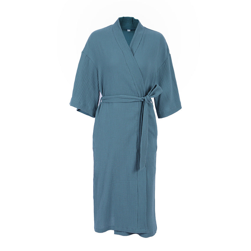 Cotton Crepe Tie-Front Robe Cardigan Loungewear