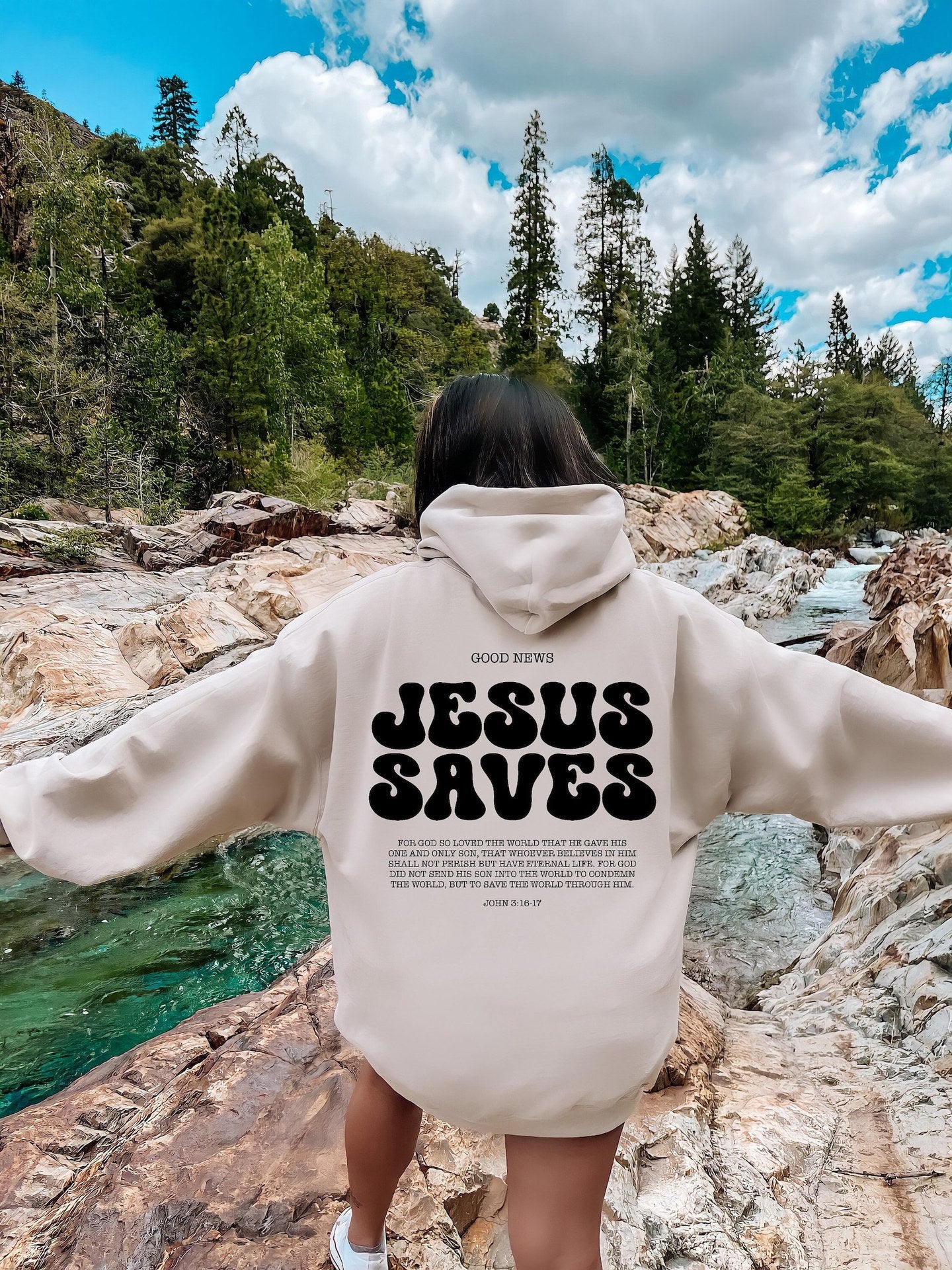 Jesus Saves Bible Verse Unisex Faith Hoodie