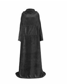 Wearable Coral Fleece Blanket with Sleeves and Pockets