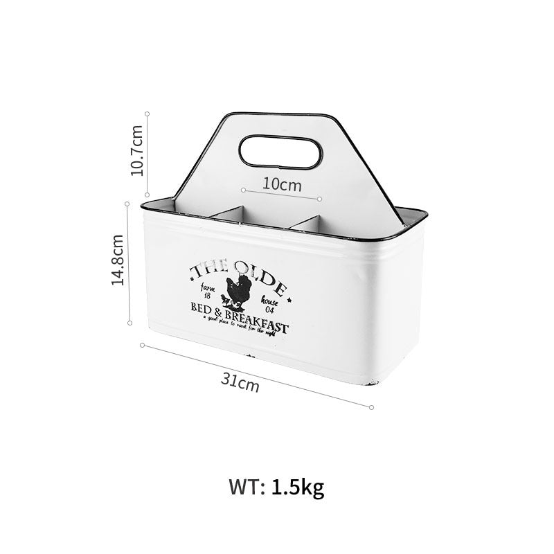 Distressed Iron Tabletop Storage Organizer Box