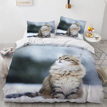 Cute Cat Print Duvet Cover Bedding Set for Ladies