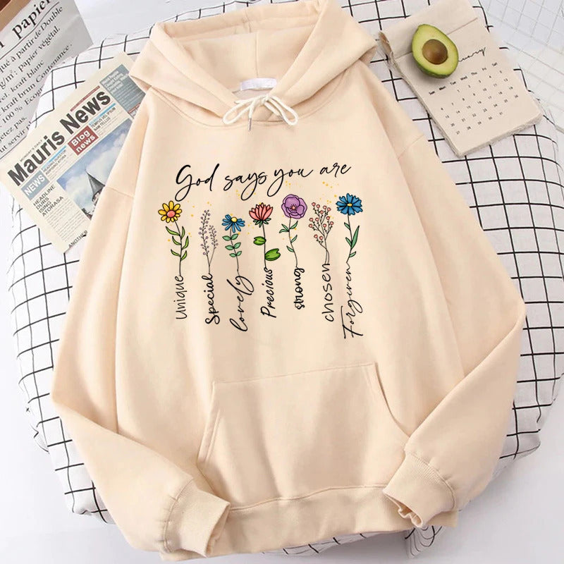 God Says You Are Unique Floral Graphic Faith Tee