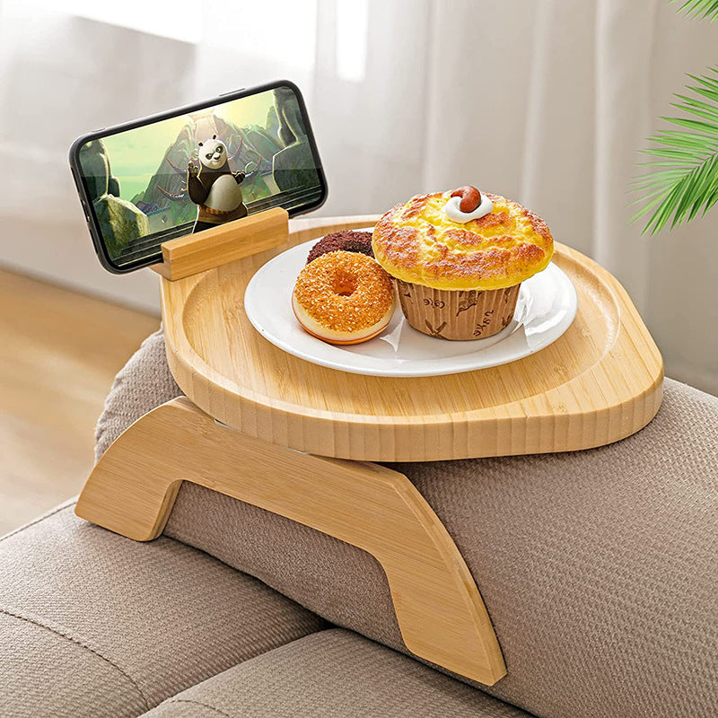 Portable Folding Bamboo Sofa Arm Tray Table