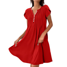 V-neck Solid Color Pullover Comfort And Casual Button Dress