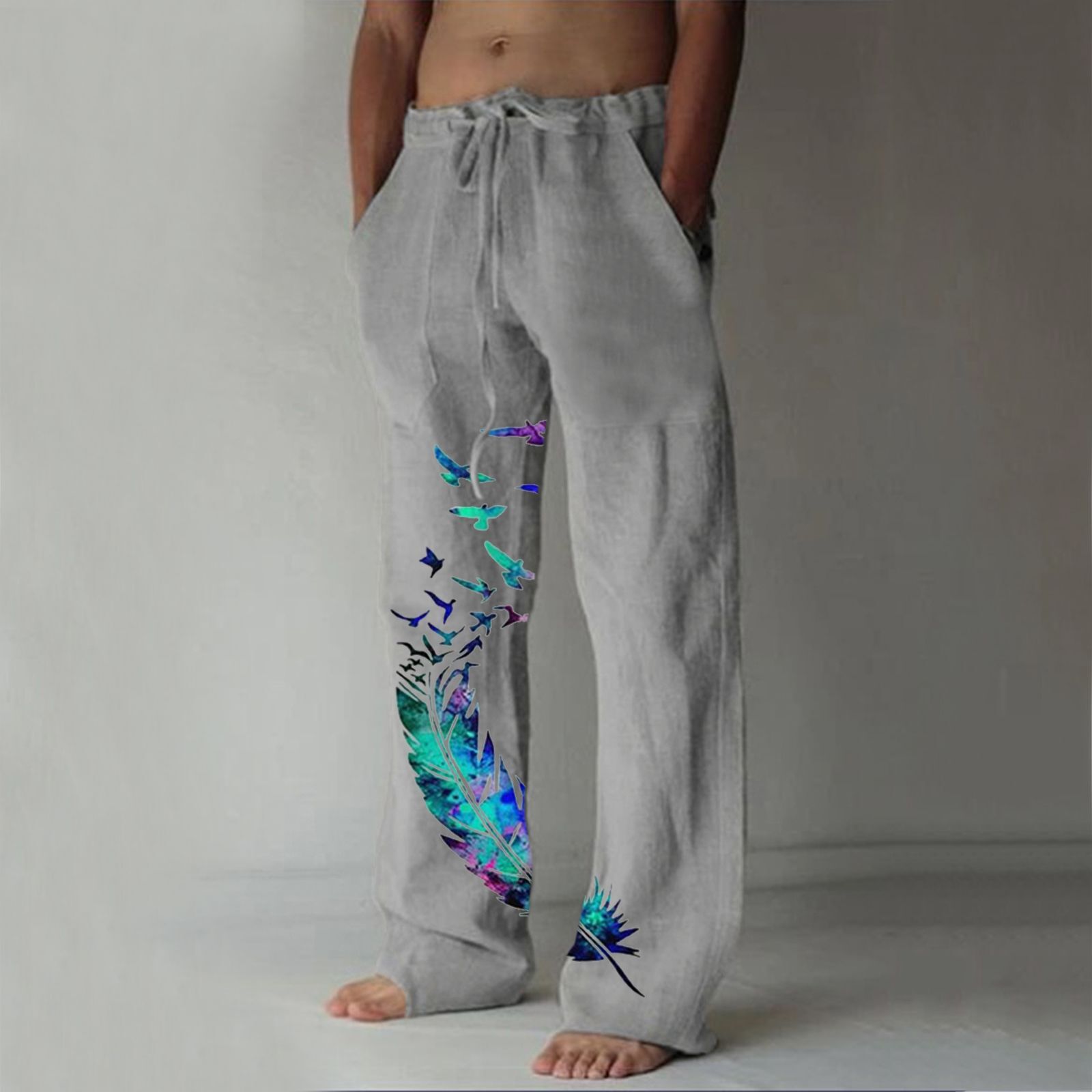 Mid-Waist Printed Casual Pants for Women