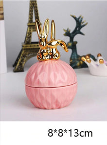 Pink Ceramic Dustproof Jewelry Storage Box