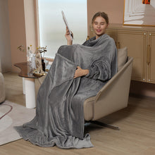 Wearable Coral Fleece Blanket with Sleeves and Pockets