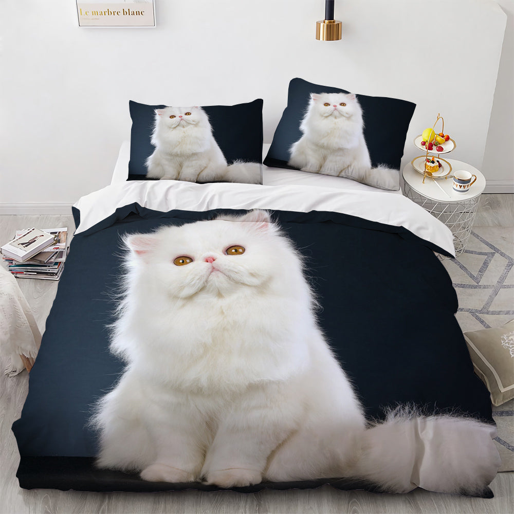 Cute Cat Print Duvet Cover Bedding Set for Ladies