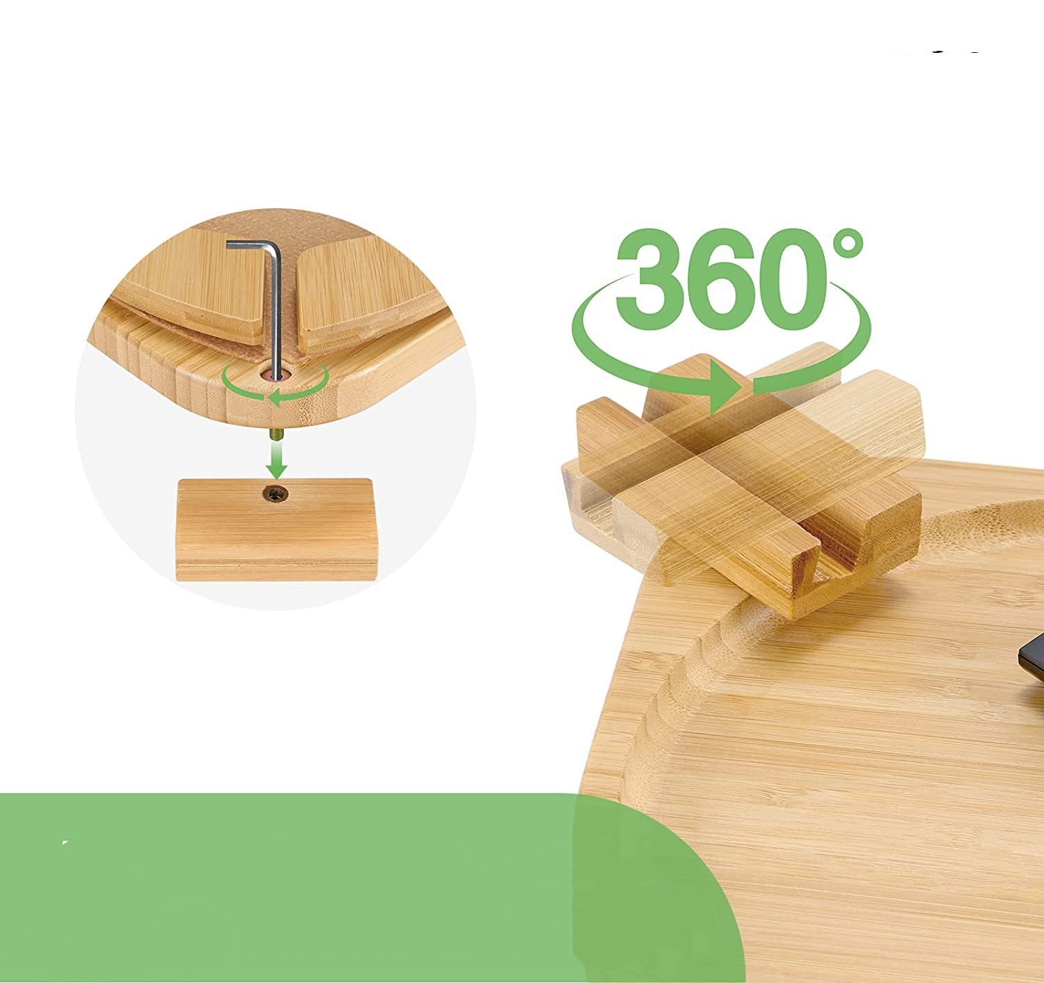 Portable Folding Bamboo Sofa Arm Tray Table