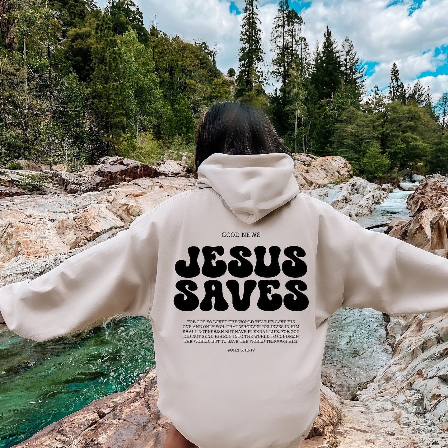 Jesus Saves Bible Verse Unisex Faith Hoodie